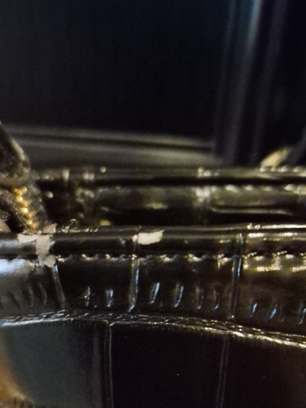 Anne Klein Black Croc-Embossed Tote with Gold Logo Accent - Picture 4 of 6